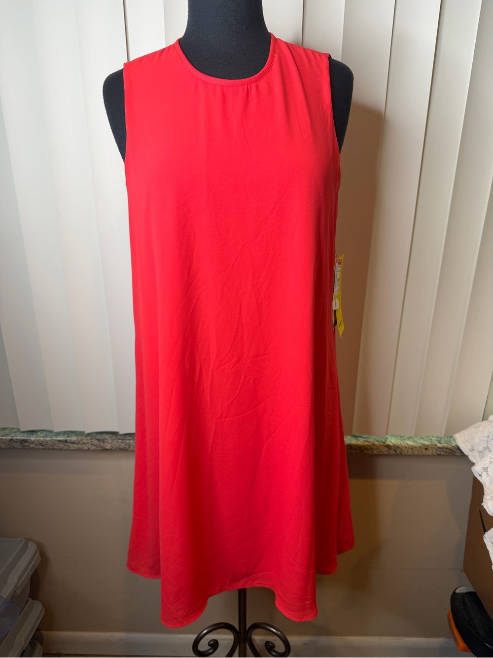 Joseph Ribkoff Bright Coral Sleeveless Shift  Wedding Guest Dress Size 10 NEW